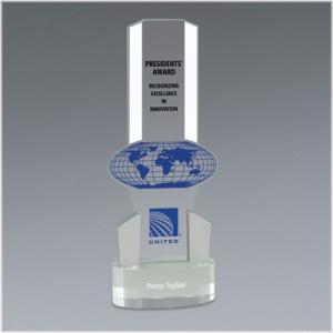 Premier 1 Plus Award - 4.25" x 11" with silver metal accent overlays
