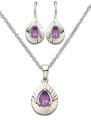 Pear Shaped Amethyst Necklace and Earring Set