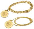 Ladies Gold Charm Bracelet & Pendant Necklace
