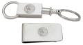 Silver 2 Sectional Key Ring w/Money Clip