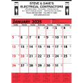 Commercial Planner Wall Calendar: Red & Black 2025, 1 Color Imprint