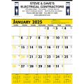 Commercial Planner Wall Calendar: Yellow & Black 2025, 2+ Imprint Colors
